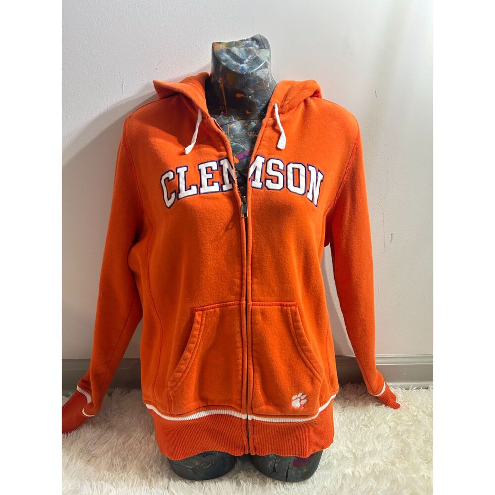 Nike Clemson Tigers Orange Full Zip Fleece Hoodie Sweatshirt Womens Large Game